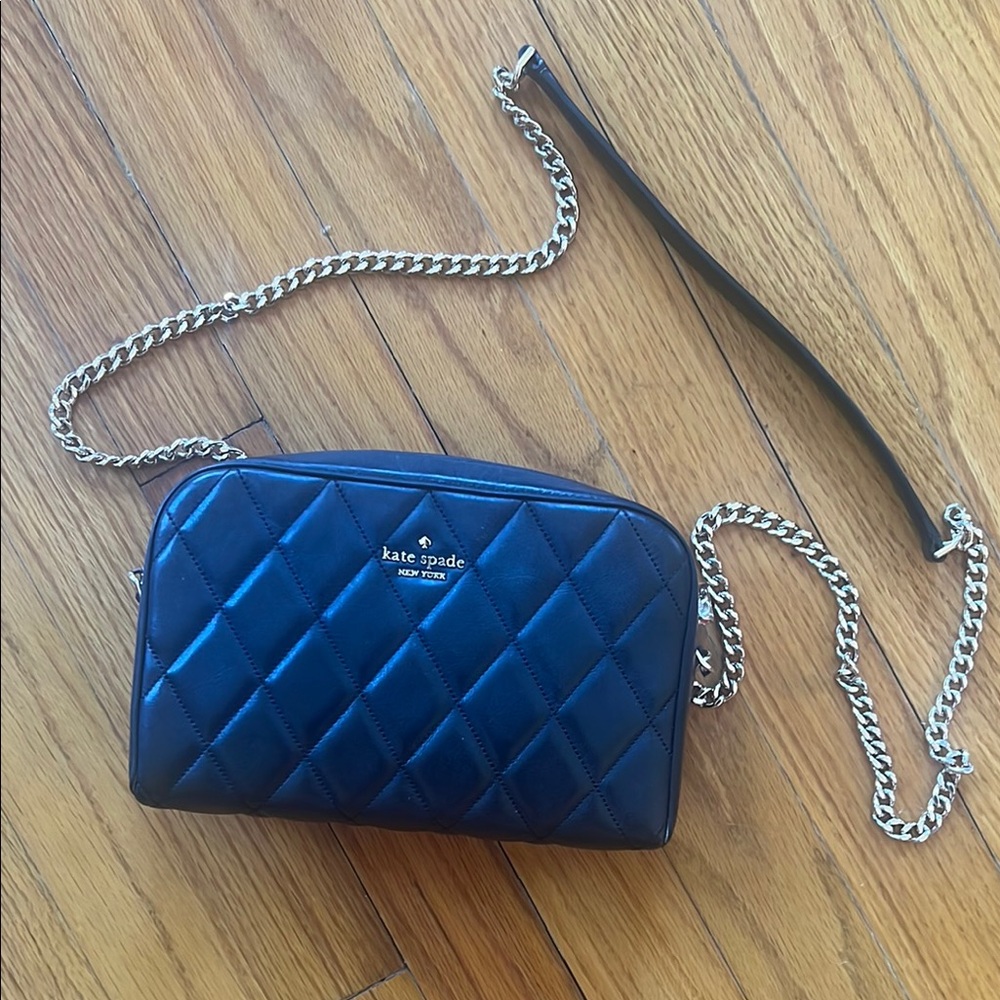 Kate Spade Black and Gold Quilted Crossbody Bag